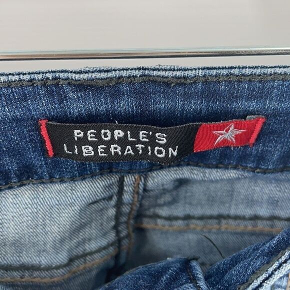 People’s Liberation cropped ankle crop skinny jeans embroidered denim pants 7 8 - Picture 6 of 15